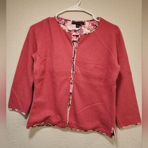 Women's Banana Republic Pink Floral Trim Cardigan Size Small